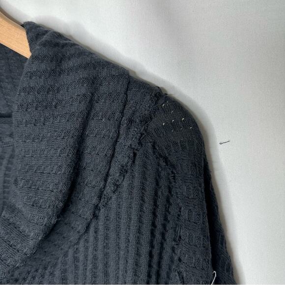 FREE PEOPLE Juicy Long Sleeve Ribbed Thermal Oversized Top Black NWT in Small - Picture 5 of 6